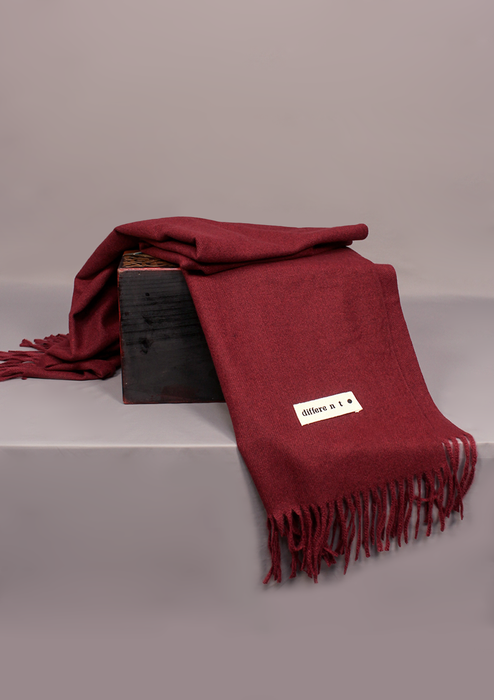 Handloomed Soft Maroon Woolen Shawl- differe n t