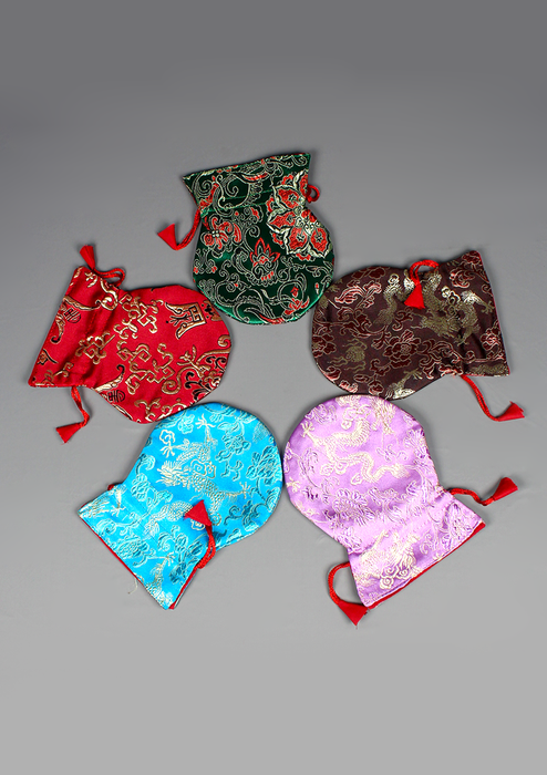 Silk Brocade Drawstring Mala Bag