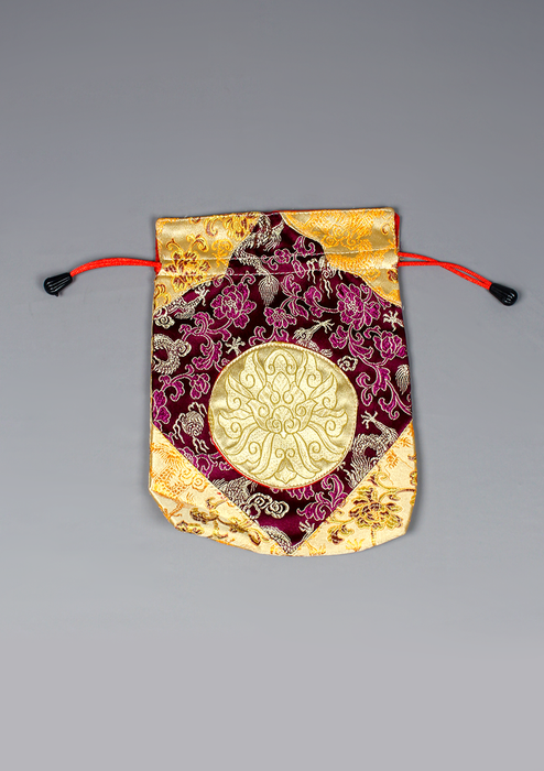 Lotus Brocade Embroidered Mala and Jewelry Bag