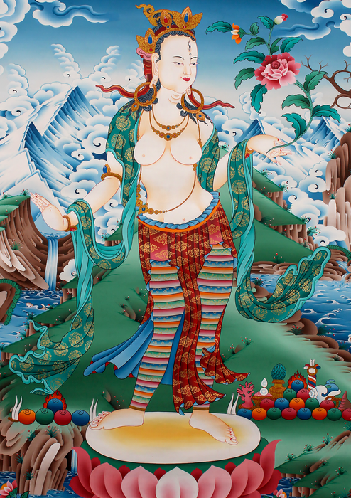 Standing Lokeshvara Brocade Thangka Painting