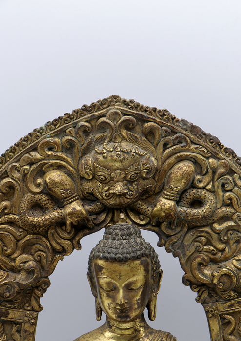 Antique 24 K Shakyamuni Buddha Statue with Frame 13"H