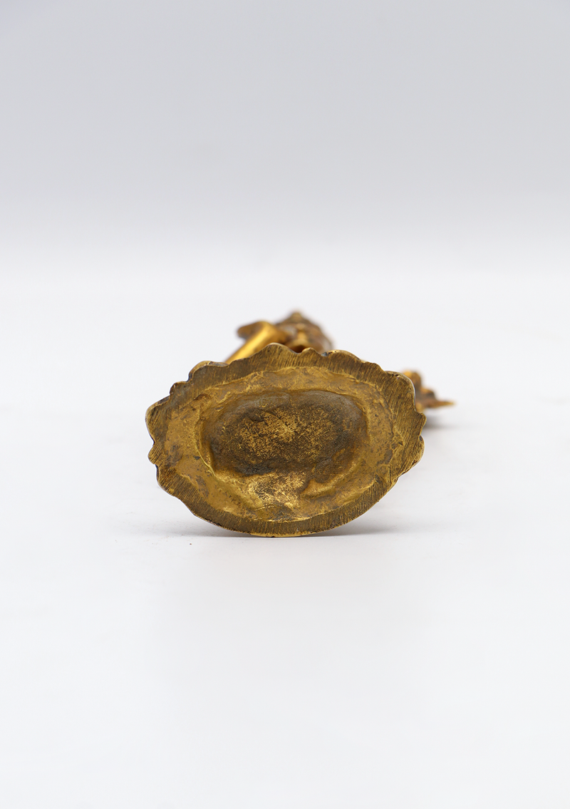Fully Gold Plated Standing Lokeshwora with Flower Statue 6"H