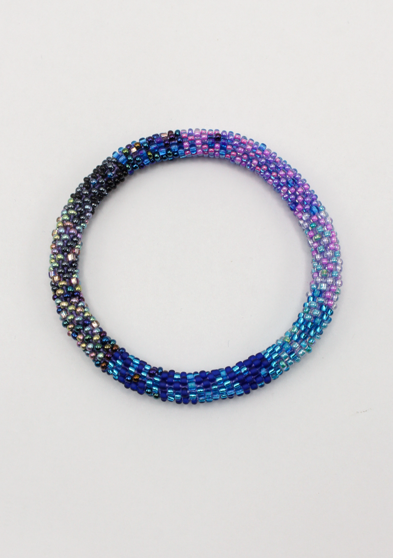 Blue  Purple Mixed Roll on Beads Bracelet
