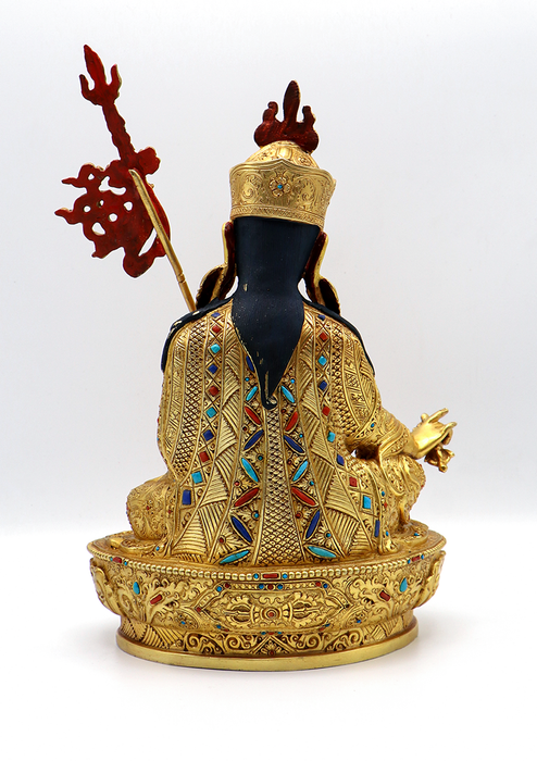 Full Gold Plated Guru Padmasambhava Statue 11"H