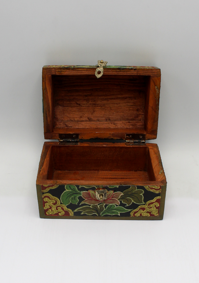 Handpainted Tibetan Wooden Optical Boxes with Dharmachakra- Medium