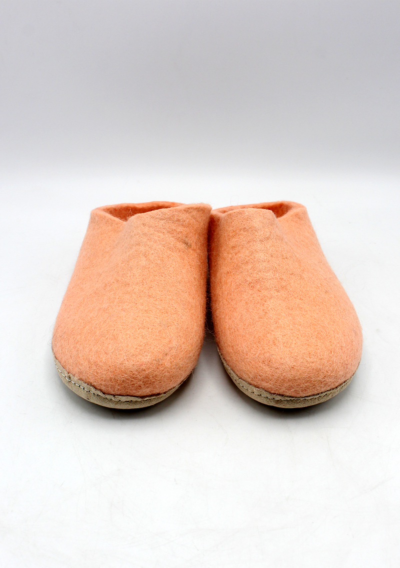 Hand Felted Woolen Classic Men Slippers - Peach Pink