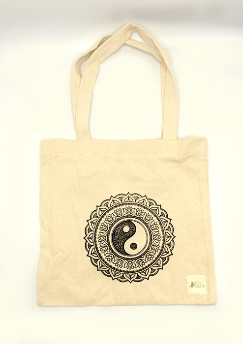Cotton Ying Yang Mandala Printed Tote Bag