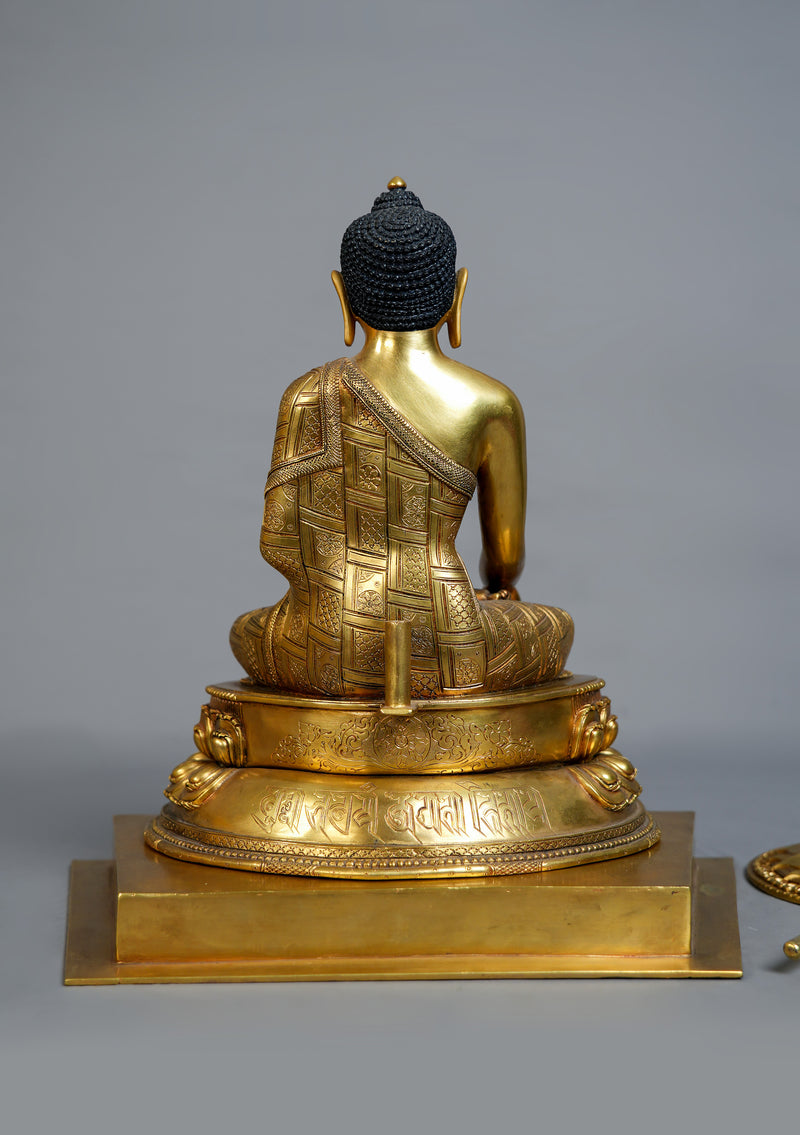 Masterpiece 24K Gold Gilded High Quality Shakyamuni Buddha Statue 15"