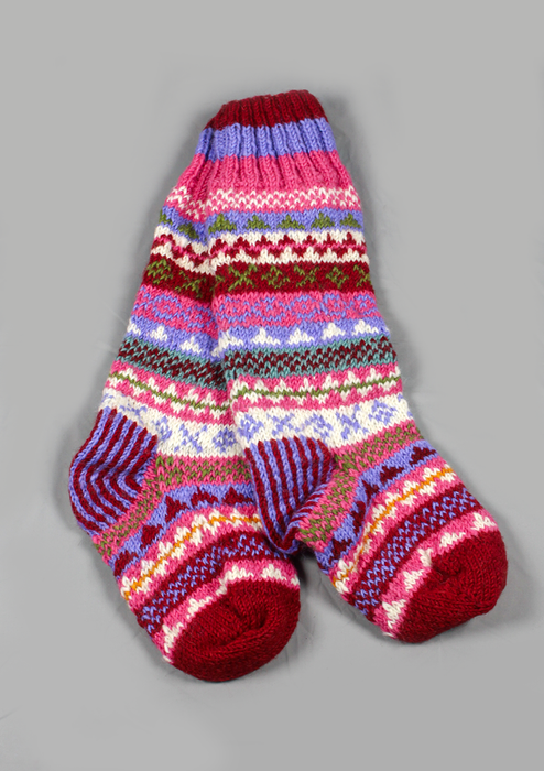 Handknitted Multicolor Woolen Knee High Socks