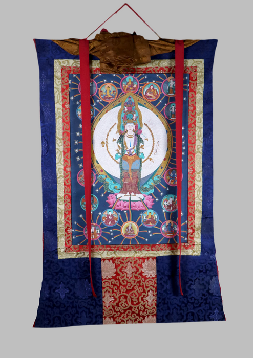 1000‑Armed Avalokiteshvara Brocade Thangka Painting
