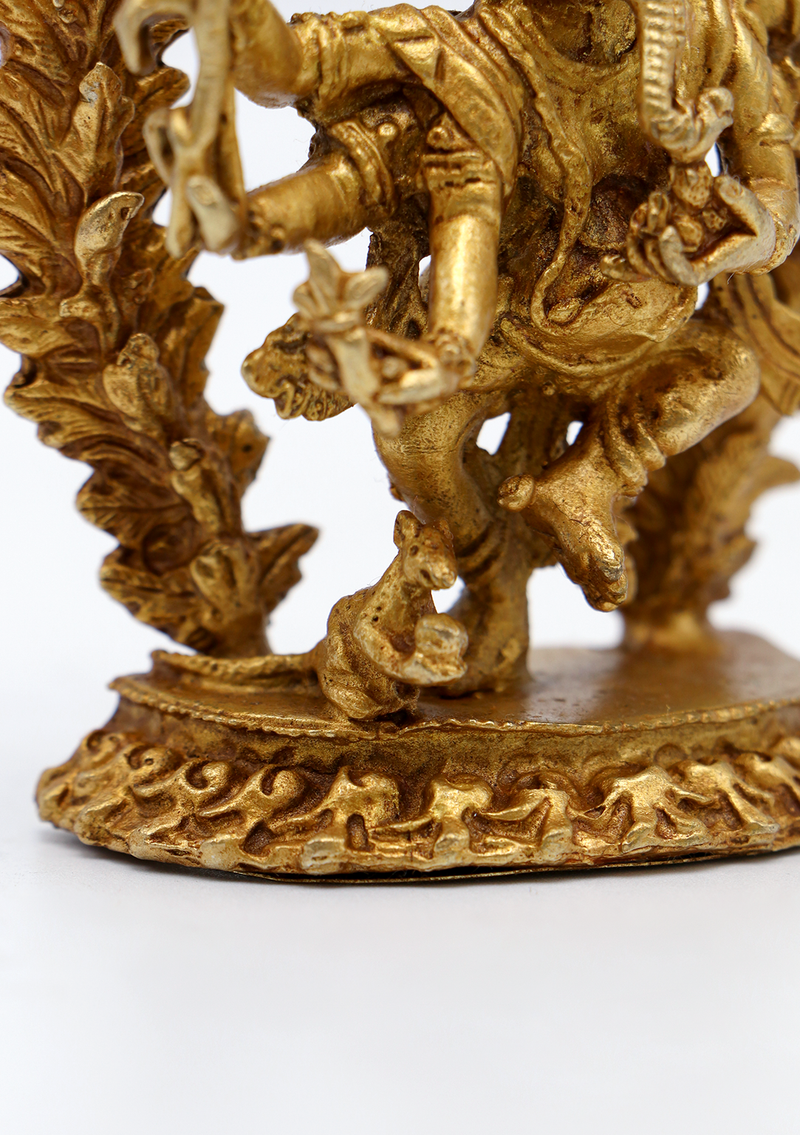 Gold Electroplated Dancing Ganesha Statue 3.5"H