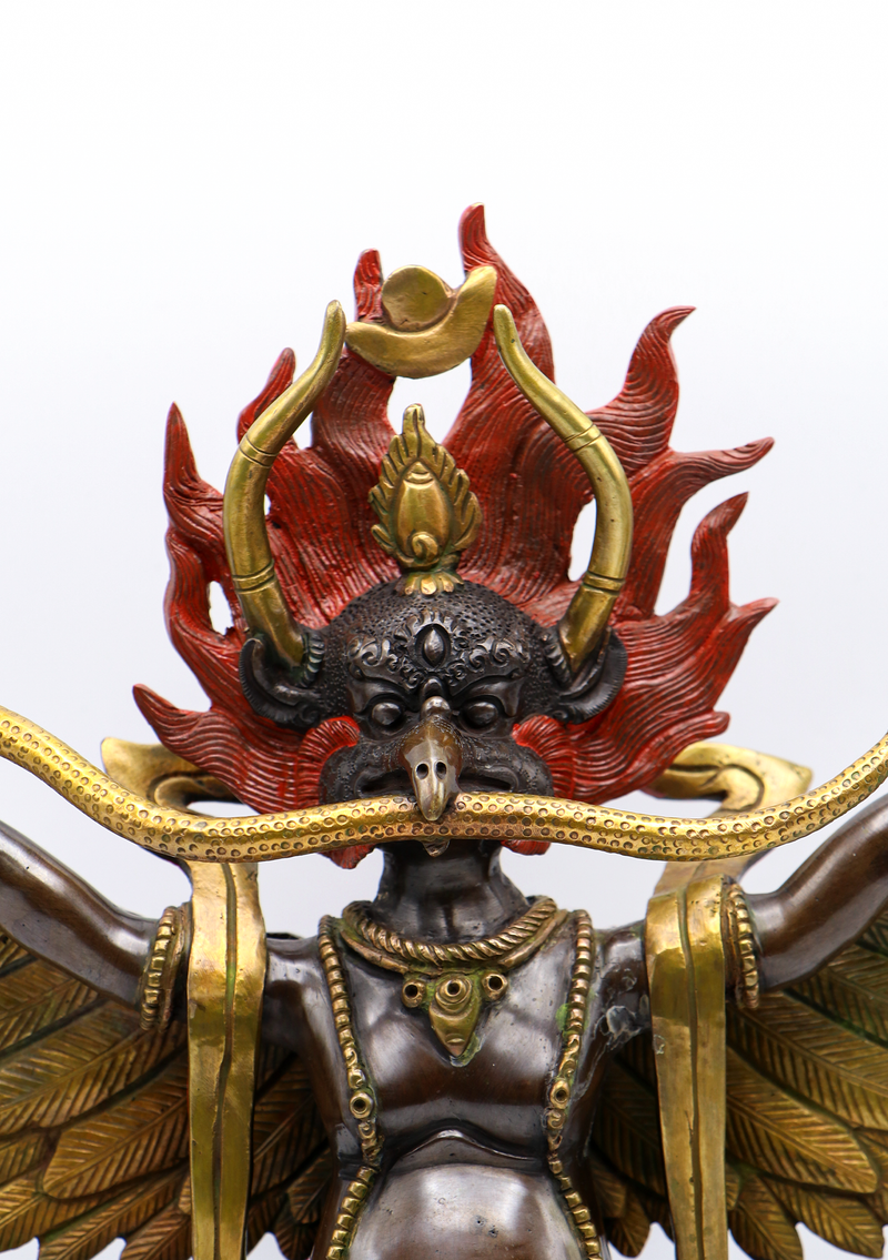 Copper Oxyided Gold Garuda Statue 13"H
