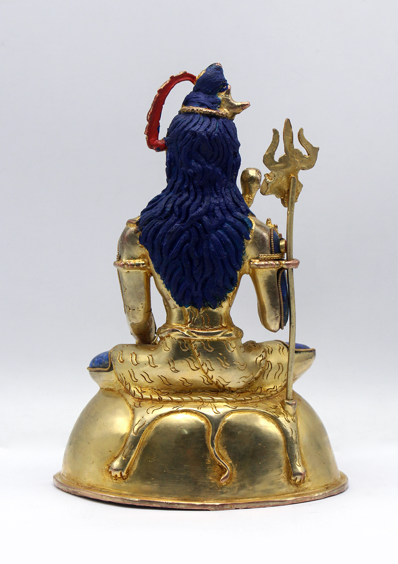 Lapis Lazuli Gold Plated Shiva Statue 8.5"H