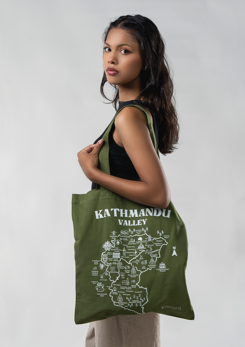 Kathmandu Valley Printed Cotton Tote Bag