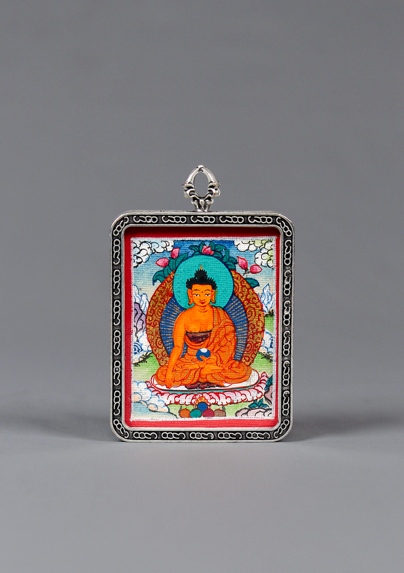 Shakyamuni Mini Thangka Amulet Pendant