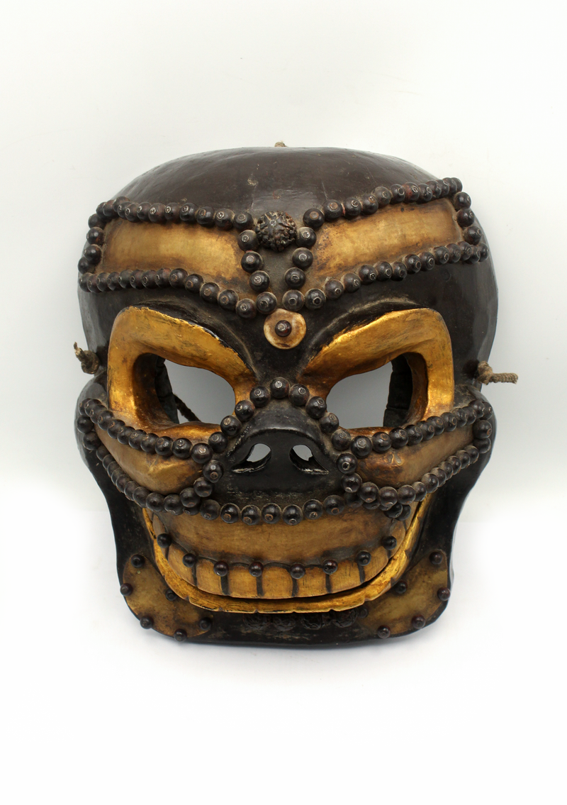 Handcarved Wooden Yellow Skull Wall Hanging Mask