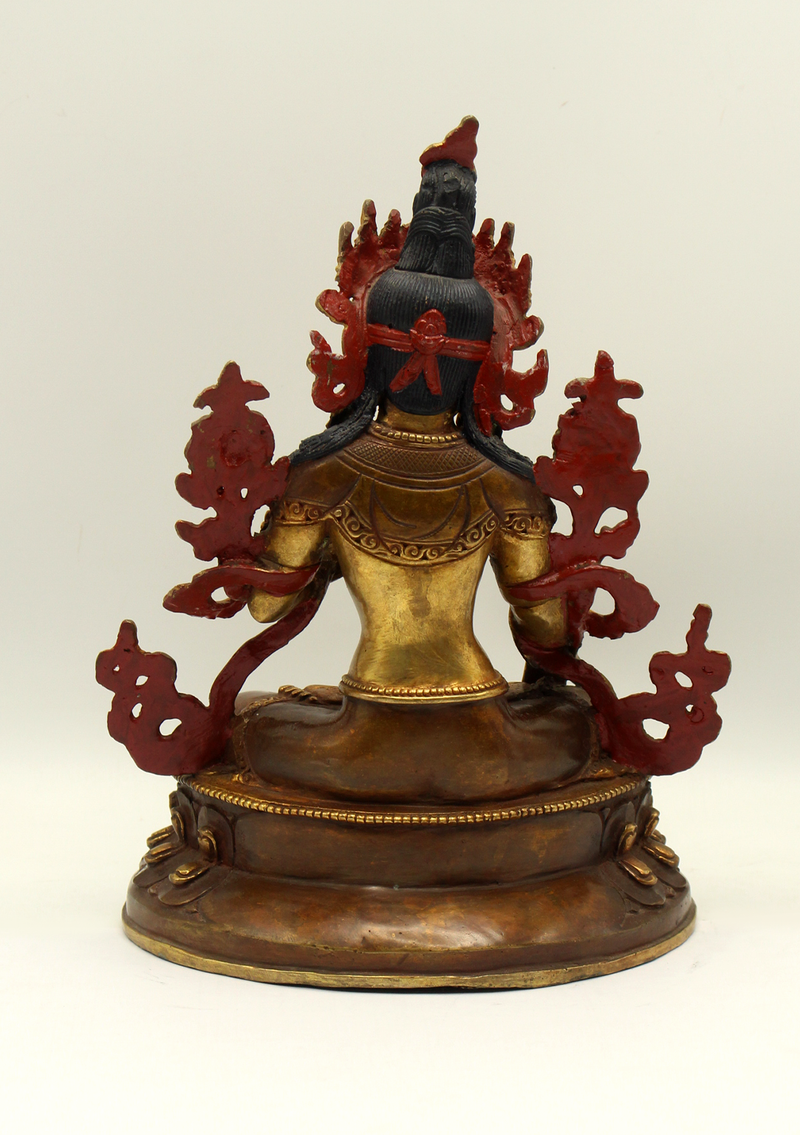 Copper Gold Plated  White Tara  Seated on Double Lotus 9" H