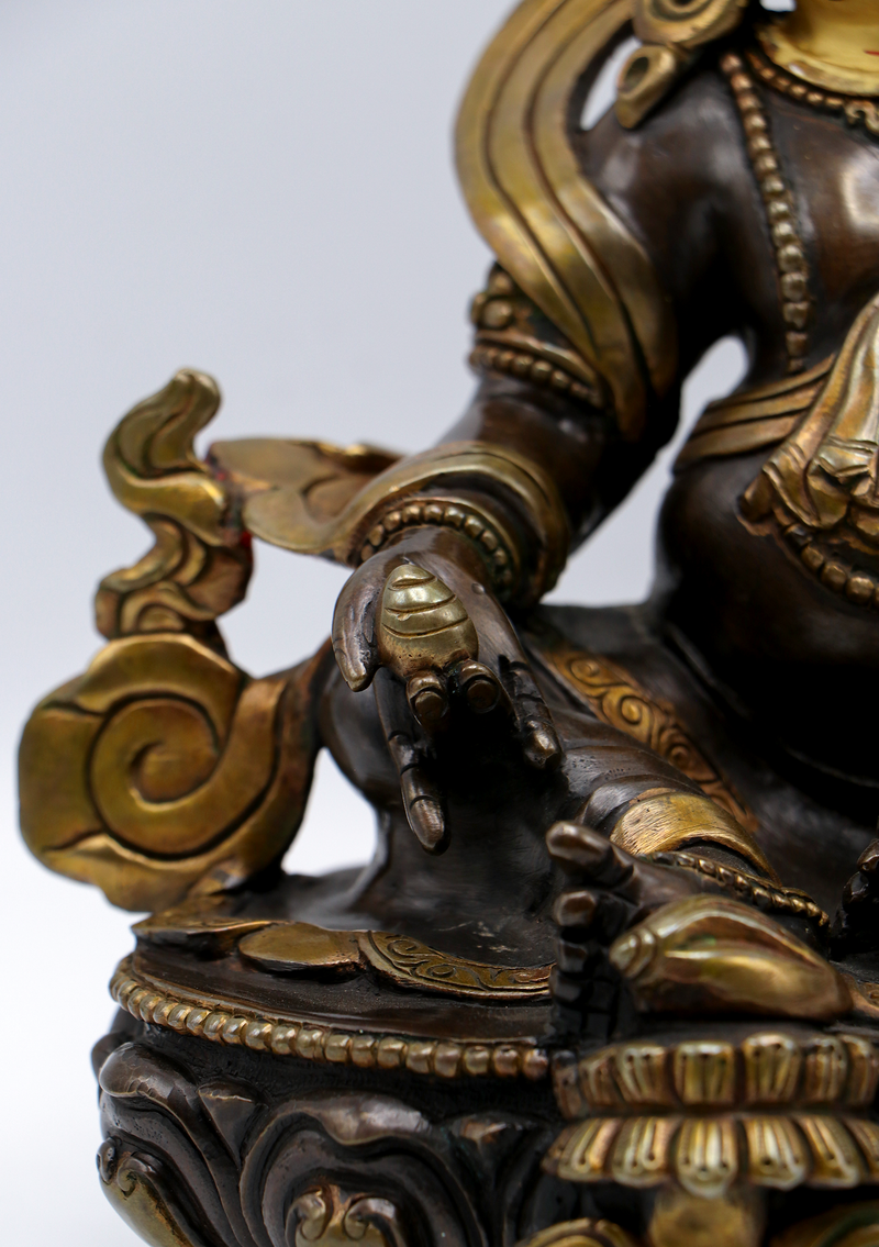 Gold Face Painted Copper Kubera Statue 7.8"H