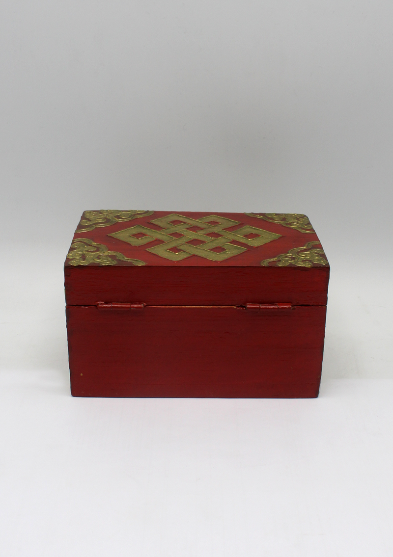 Handpainted Tibetan Wooden Boxes with Endless Knot - Medium