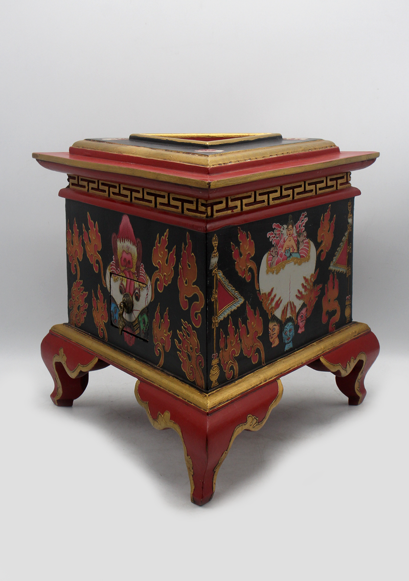 Master arts Painting Triangle  Mahakala Black and Red Incense Burner