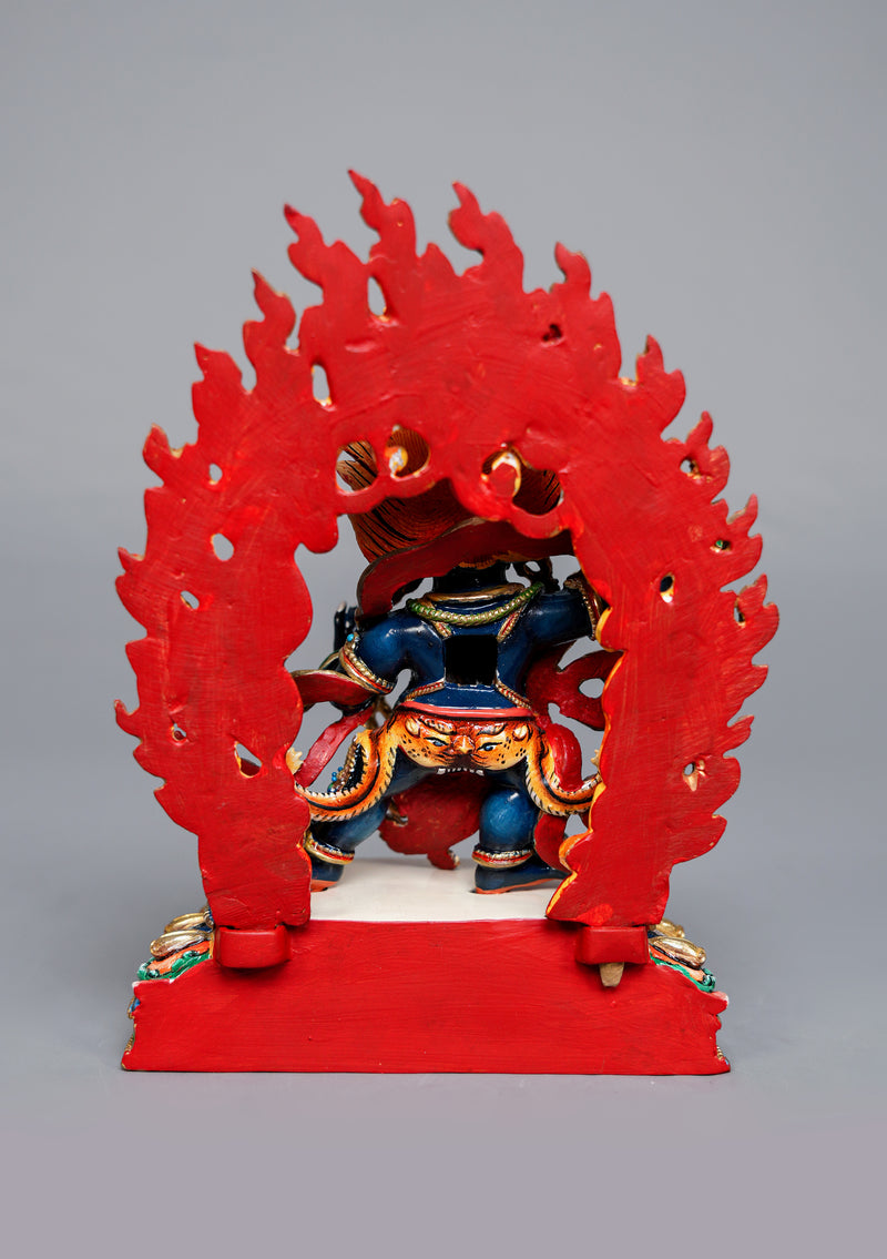 Handpainted Master Vajrapani Statue-Goldplated Copper 7.5" Himalayan Buddhist Protector
