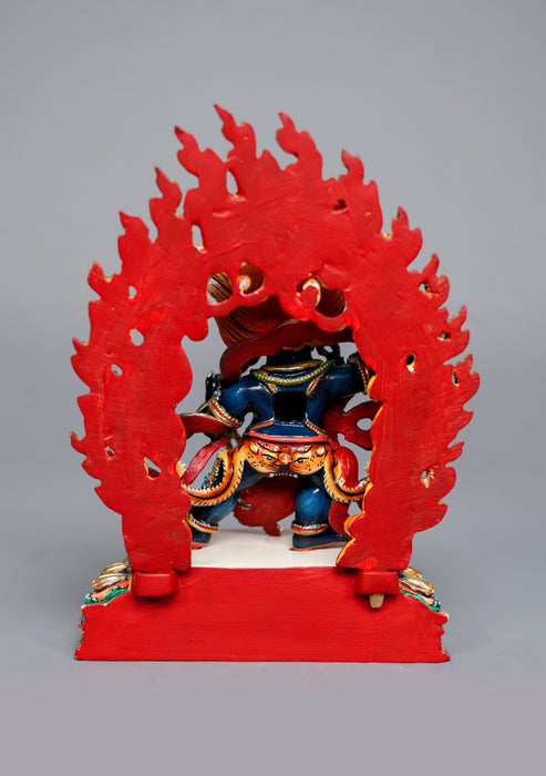 Handpainted Master Vajrapani Statue-Goldplated Copper 7.5" Himalayan Buddhist Protector