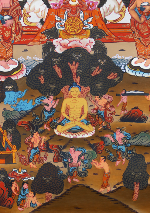 Buddha Life Brocade Thangka Painting