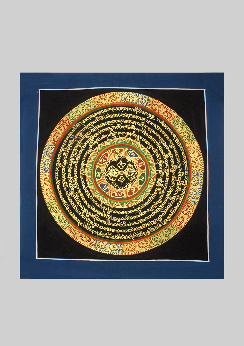 5 Line Om Mani Dorjee BlueThangka Painting