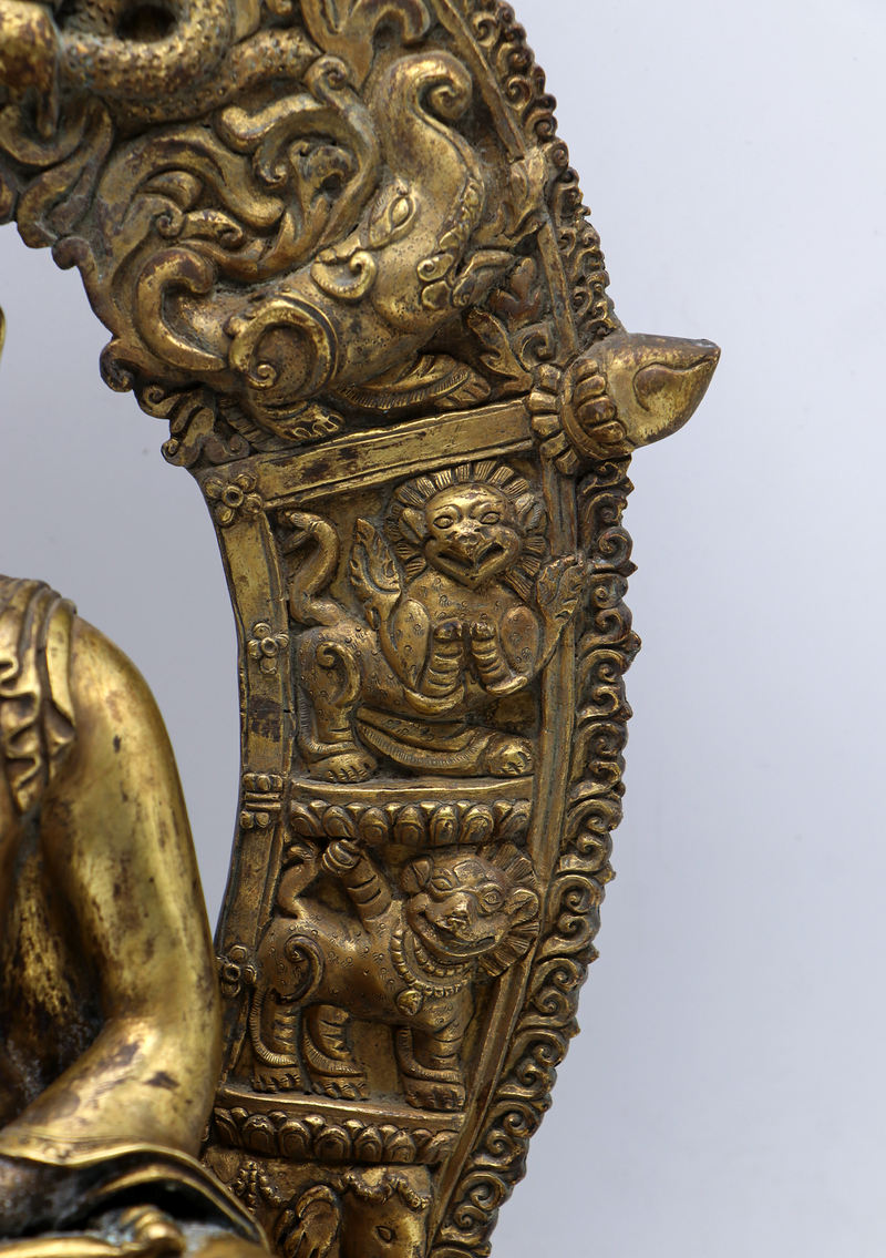 Antique 24 K Shakyamuni Buddha Statue with Frame 13"H