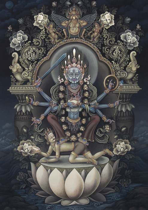 Shree Bhadrakali Mata Newari Paubha  Print Signed by Sundar Sinkhwal