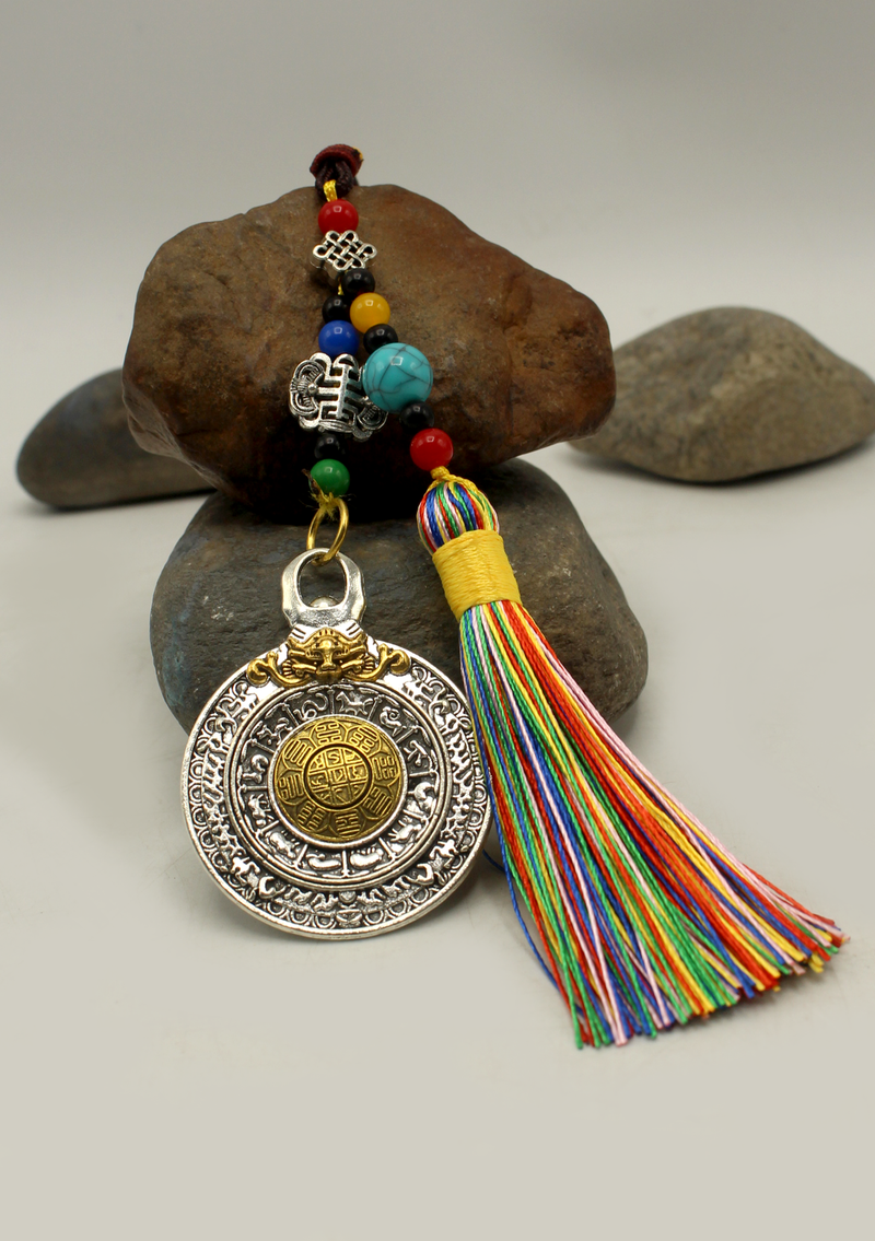 Tibetan Car Hanging Medallion with Tassel
