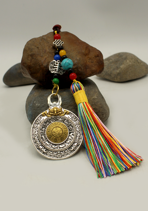 Tibetan Car Hanging Medallion with Tassel