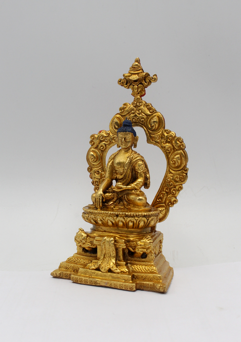 Gold Plated Shakyamuni Buddha Statue with Base 3.9 Inch