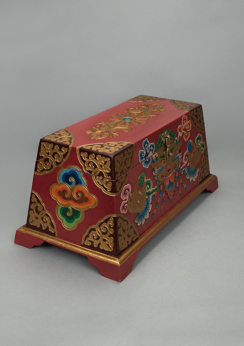 Handpainted Tibetan Cheppu Wooden Altar Box