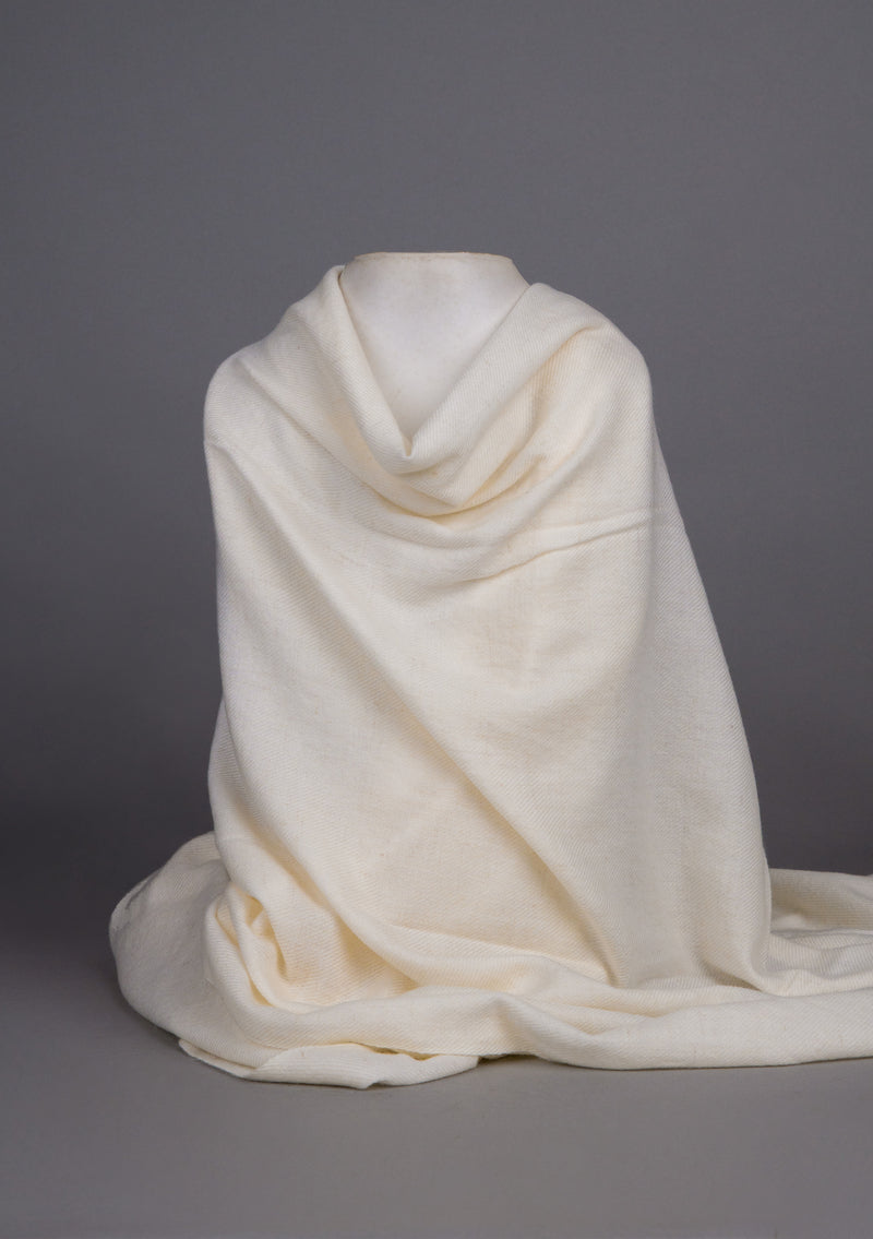 Pearl White Pure Pashmina Shawl