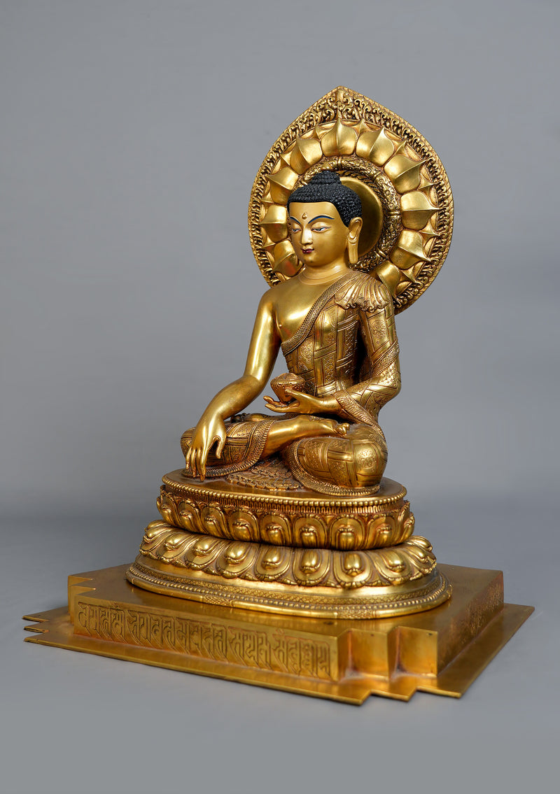 Masterpiece 24K Gold Gilded High Quality Shakyamuni Buddha Statue 15"