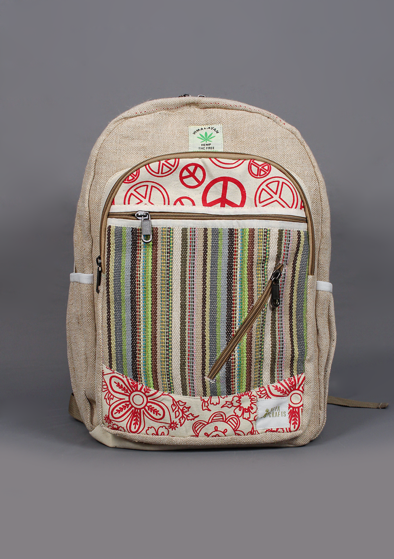 Peace Natural Cotton Hemp Mixed Bagpack