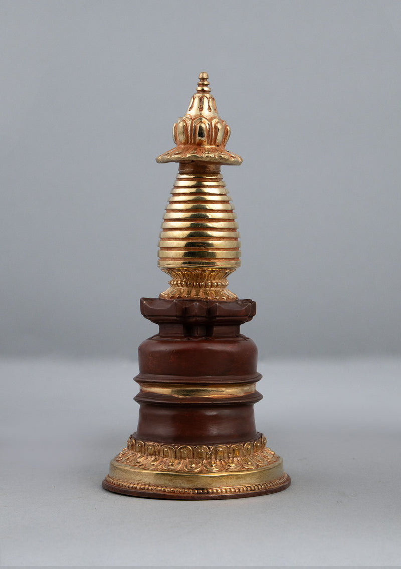 Partly Gold Plated Tibetan Chorten 7.5" H