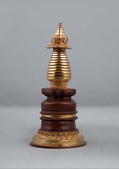 Partly Gold Plated Tibetan Chorten 7.5" H