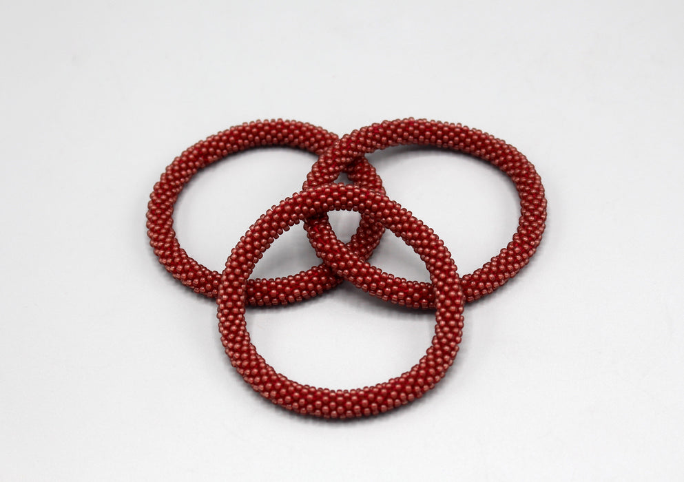 Stylish Maroon Glass Beads Roll on Bracelet