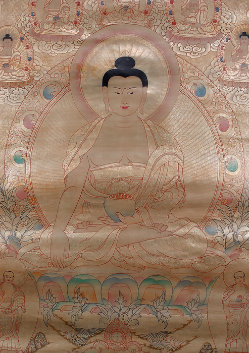 Shakyamuni Buddha Brocade Thangka Painting