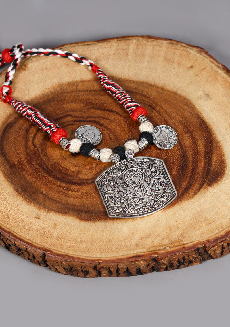 Elegant White Metal Tribal Deity Pendant from Nepal