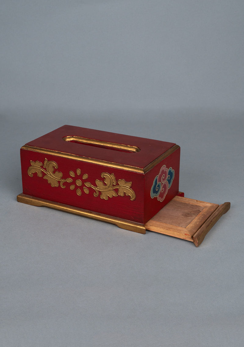 Handpainted Floral Wooden Tissue Box