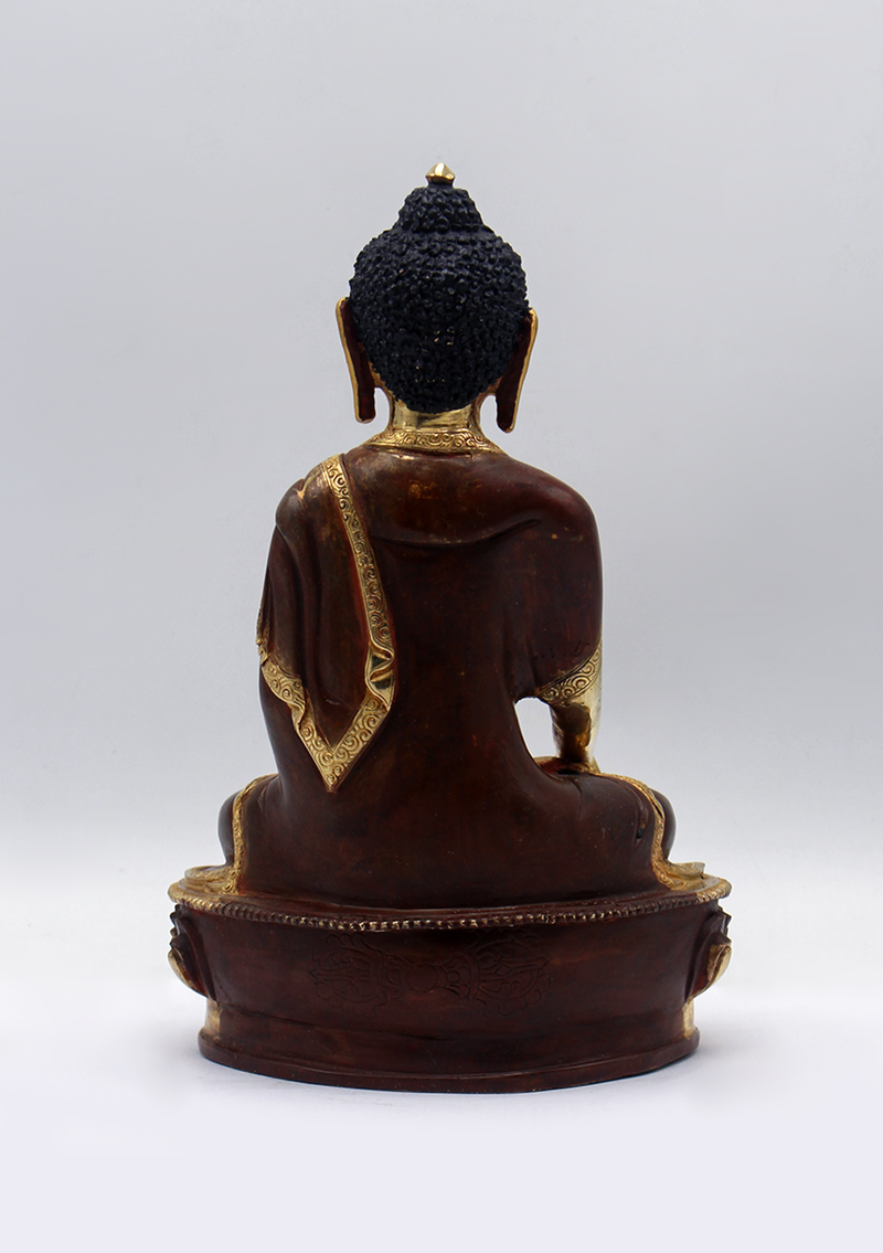 Shakymuni Buddha Gold Plated Statue 8" H