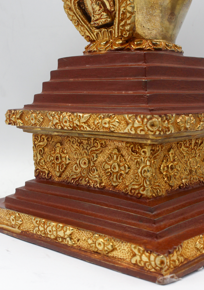 Partly Gold-Plated Stupa Chorten 11.5" H