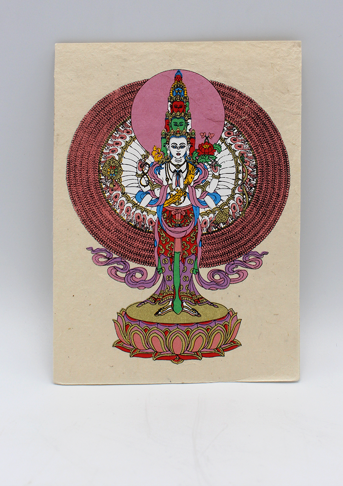 Avalokiteshvara Painted Handmade Nepalese Lokta Paper Greeting Card