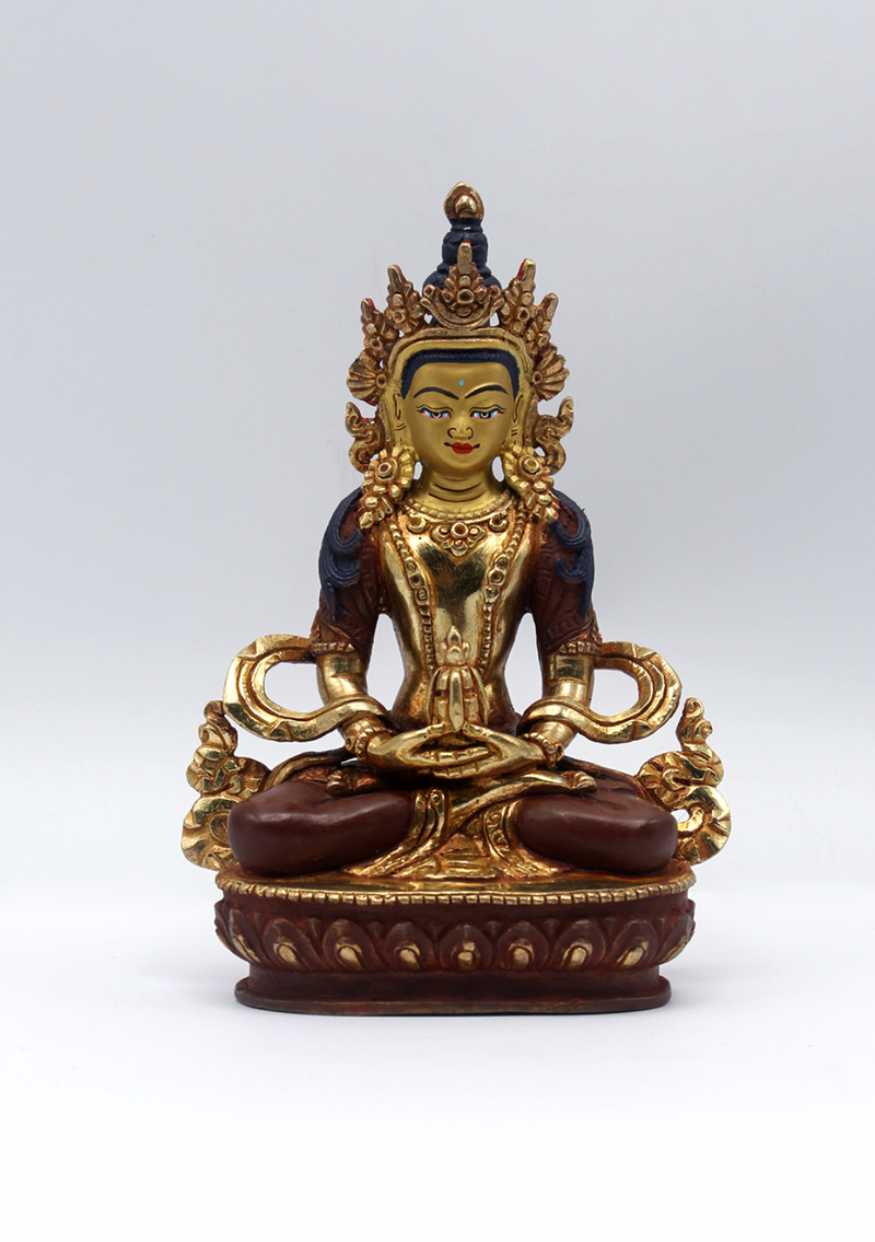 Partly Gold Plated Copper Aparmita Statue 5.5"H