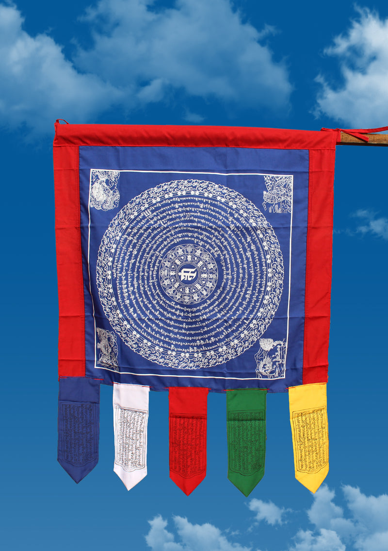 Blue Color Namgyalma Powerful Mantra Printed Prayer Flags