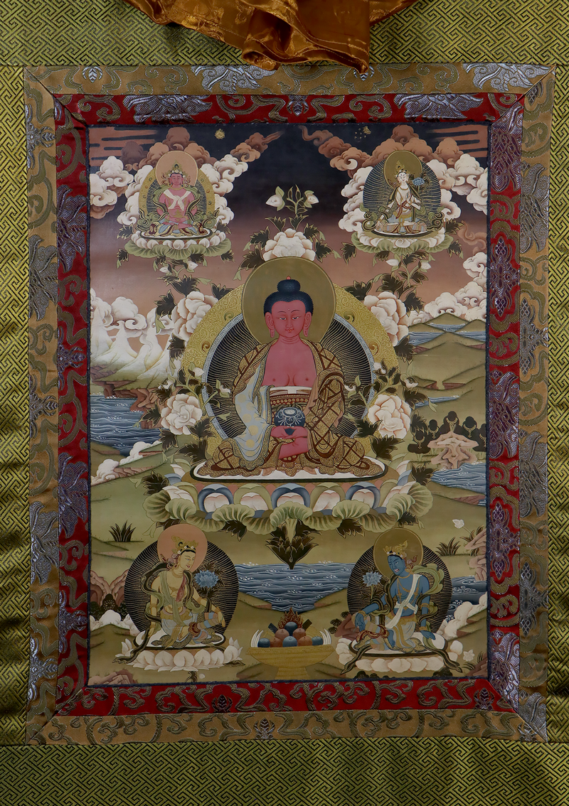 Amitabha Buddha Brocade Thangka Painting