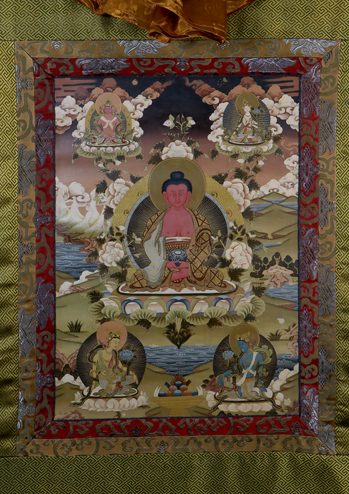Amitabha Buddha Brocade Thangka Painting